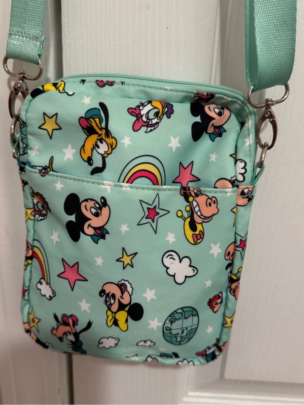 Disney Mickey Mouse Friends Light Blue Character Print Crossbody Bag